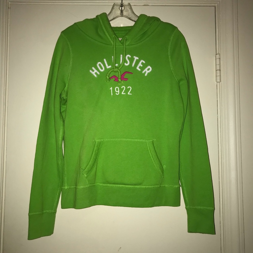 Green Hollister Pink Bird 1922 Hoodie Sweater